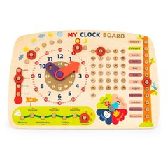 Деревянная развивающая доска для детей, часы-календарь цена и информация | Развивающие игрушки | kaup24.ee