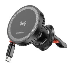 Borofone Car holder BH208 Mona magnetic with induction charging with Type C cable to air vent black цена и информация | Держатели для телефонов | kaup24.ee