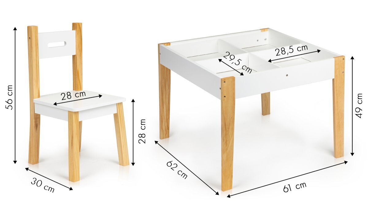 Laste puitmööbel, valge цена и информация | Laste lauad ja toolid | kaup24.ee