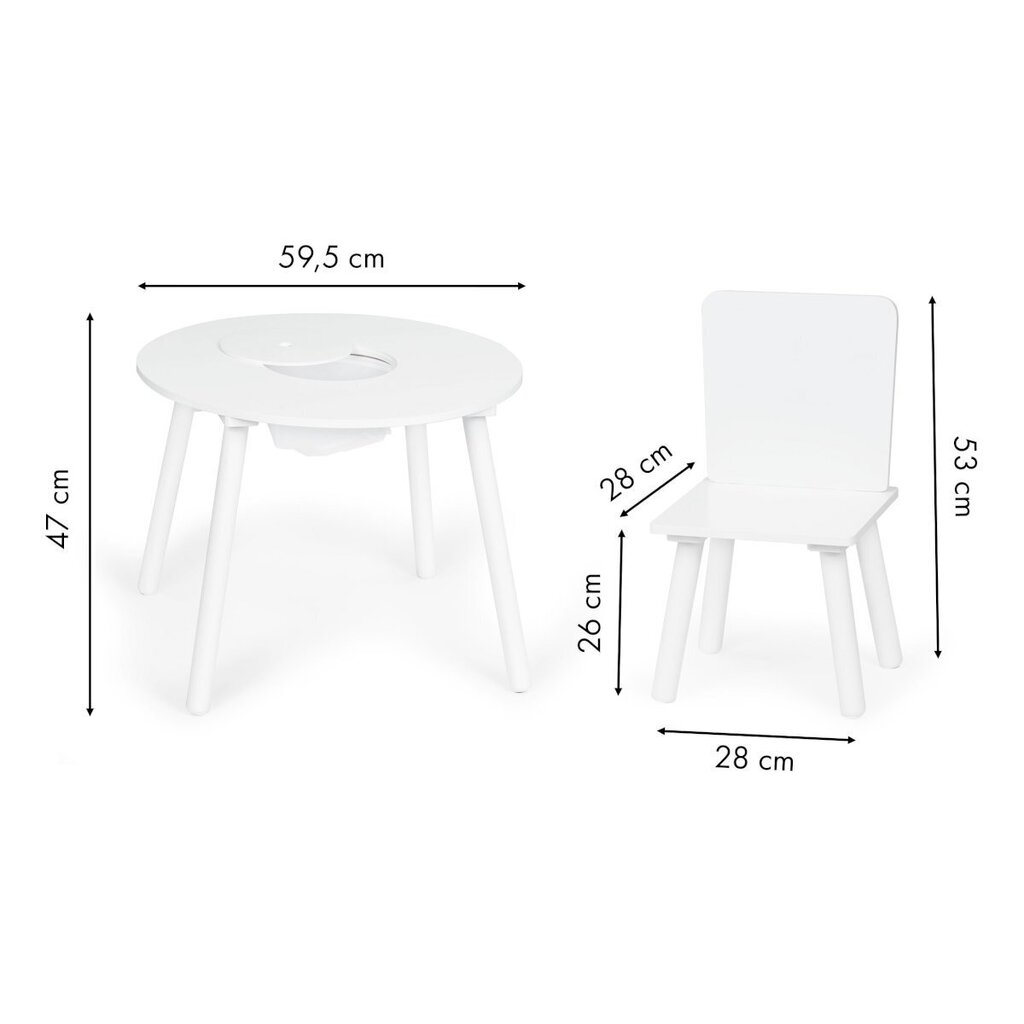 Lastelaud kahe söögitooliga Ecotoys, valge hind ja info | Laste lauad ja toolid | kaup24.ee