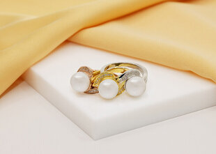 Brilio Silver Очаровательное бронзовое кольцо с настоящим жемчугом RI061R цена и информация | Кольцо | kaup24.ee