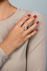 Brilio Silver hõbedane avatud sõrmus tsirkoonidega RI075W hind ja info | Sõrmused | kaup24.ee