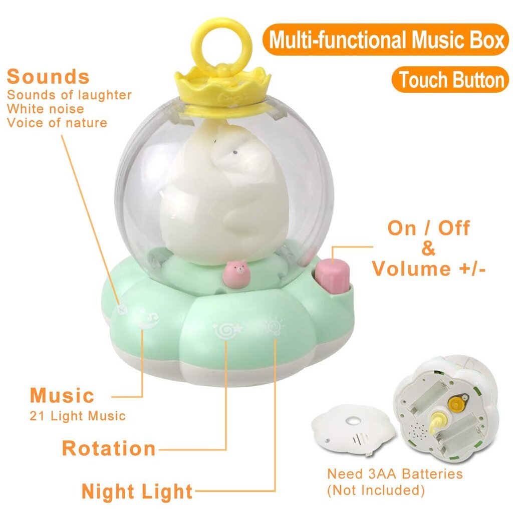 Multifunktsionaalne muusikakarussell beebivoodile цена и информация | Imikute mänguasjad | kaup24.ee