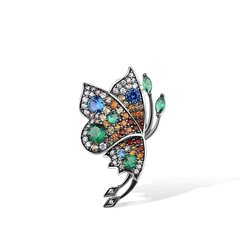 Spinellide ja tsirkoonidega hõberipats "Butterfly" 0010979600246 hind ja info | Kaelakeed | kaup24.ee