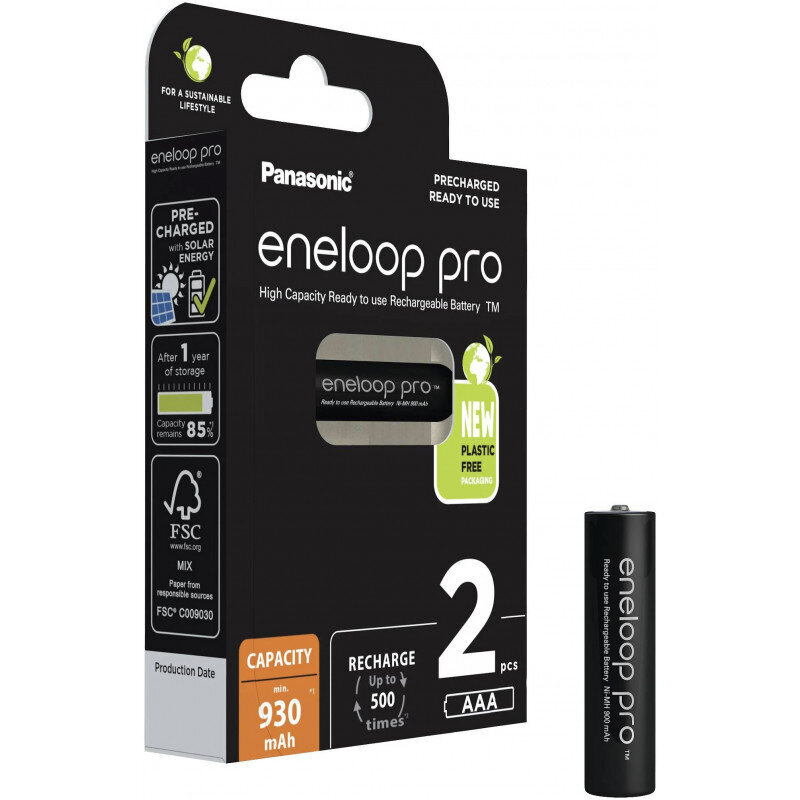 Laetavad patareid Panasonic Eneloop PRO HR03/AAA 930mAh, 2 tk цена и информация | Patareid | kaup24.ee