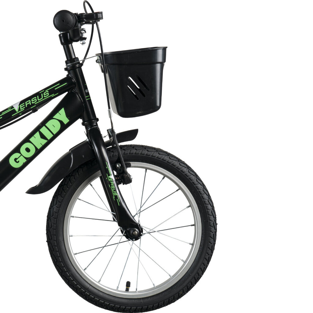 Laste jalgratas GoKidy 16 Versus (VER.1602) must/roheline hind ja info | Jalgrattad | kaup24.ee