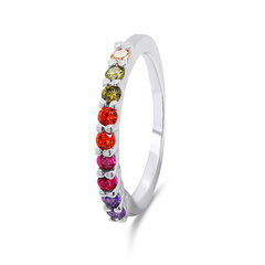 Brilio Silver Korralik hõbedane sõrmus värviliste tsirkoonidega RI063W hind ja info | Sõrmused | kaup24.ee