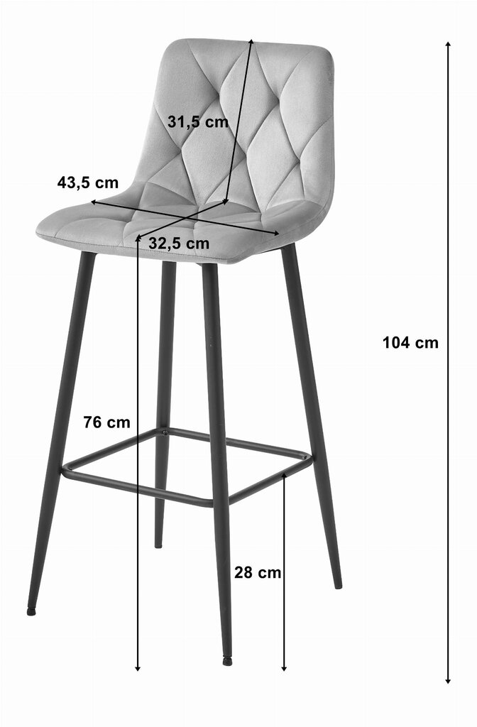 Baaritool, 2 tk, roosa hind ja info | Söögilaua toolid, köögitoolid | kaup24.ee