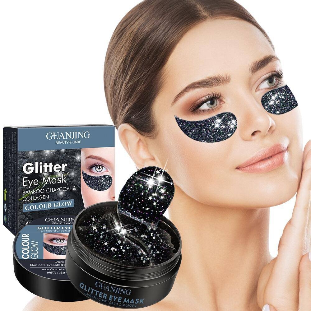Silmapadjad Collagen & Bamboo Charcoal, Black Glitter, 60 tk hind ja info | Näomaskid, silmamaskid | kaup24.ee