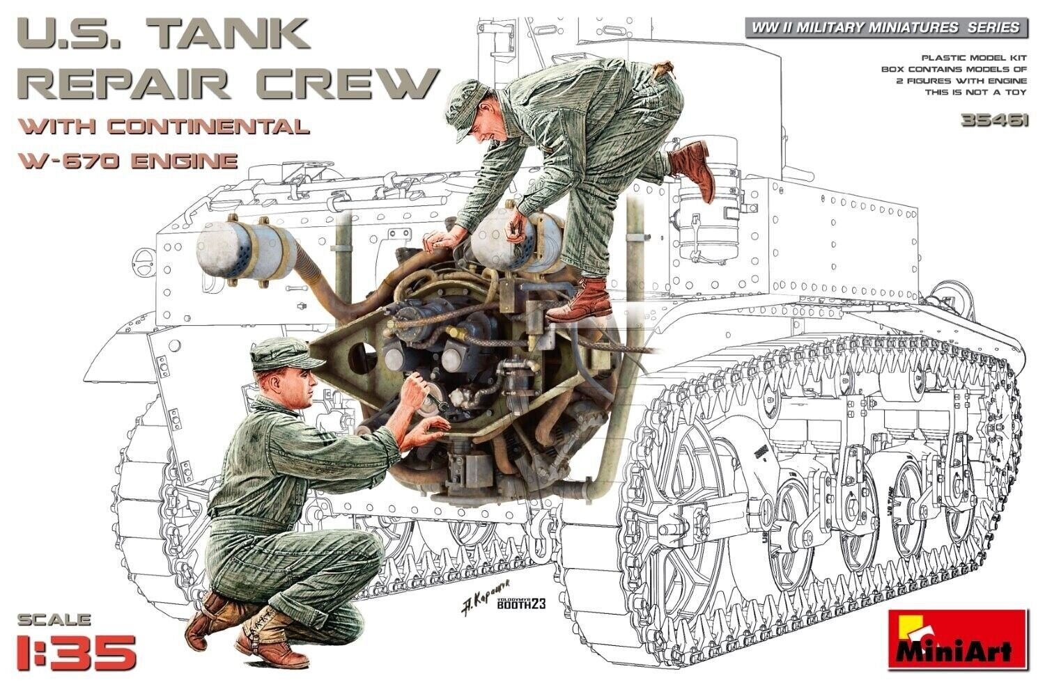 Liimitav mudel MiniArt 35461 U.S. Tank Repair Crew with Continental W-670 Engine 1/35 hind ja info | Liimitavad mudelid | kaup24.ee