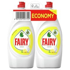 Fairy Nõudepesuvahend Lemon, 2 x 900ml цена и информация | Средства для мытья посуды | kaup24.ee