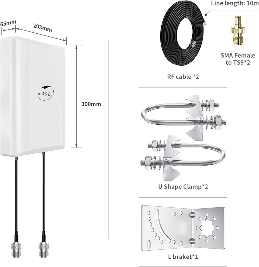 Väliantenn Kaser 4G LTE 5G hind ja info | Signaalivõimendid (Range Extender) | kaup24.ee