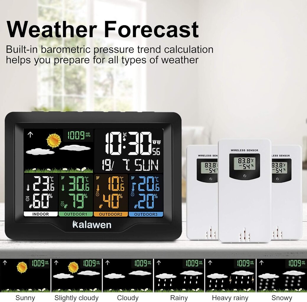 Kalaweni ilmajaam 3 välianduriga hind ja info | Ilmajaamad, termomeetrid | kaup24.ee
