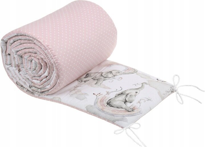 Pehme võrevoodi kaitse Babymam, 180x30 cm, White/Pink цена и информация | Laste ohutustarvikud | kaup24.ee