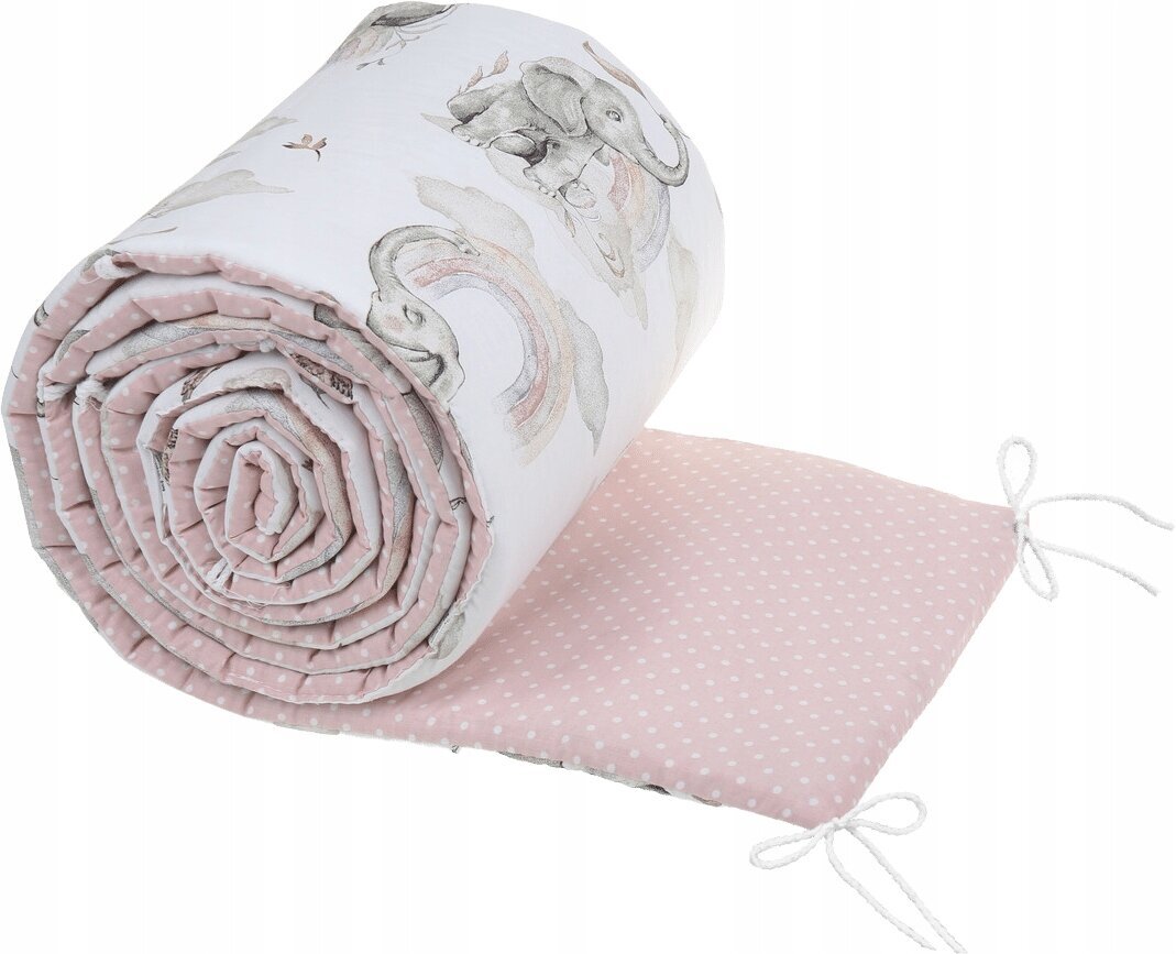 Pehme võrevoodi kaitse Babymam, 180x30 cm, White/Pink цена и информация | Laste ohutustarvikud | kaup24.ee