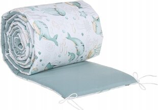 Pehme võrevoodi kaitse Babymam, 180x30 cm, White/Blue hind ja info | Laste ohutustarvikud | kaup24.ee