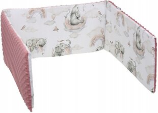 Мягкая защита кроватки Babymam, 180x30 cm, Pink/White цена и информация | Товары для безопасности детей дома | kaup24.ee