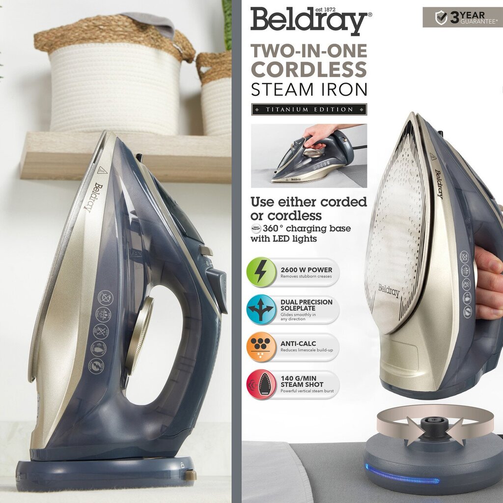 Beldray BEL01609IBVDE 2in1 Cordless 2600W steam iron hind ja info | Triikrauad, riideaurutid | kaup24.ee