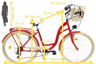 Naiste jalgratas Davi Emma, 160-185 cm, 28", Shimano, Punane цена и информация | Велосипеды | kaup24.ee