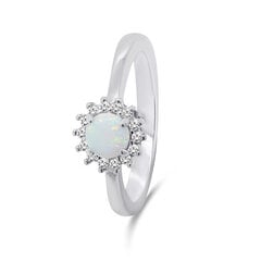 Brilio Silver hõbedane sõrmus opaali ja tsirkoonidega RI056W hind ja info | Sõrmused | kaup24.ee