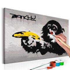 Maalimine numbrite järgi Monkey (Banksy Street Art Graffiti) 60x40 cm hind ja info | Maalid numbri järgi | kaup24.ee