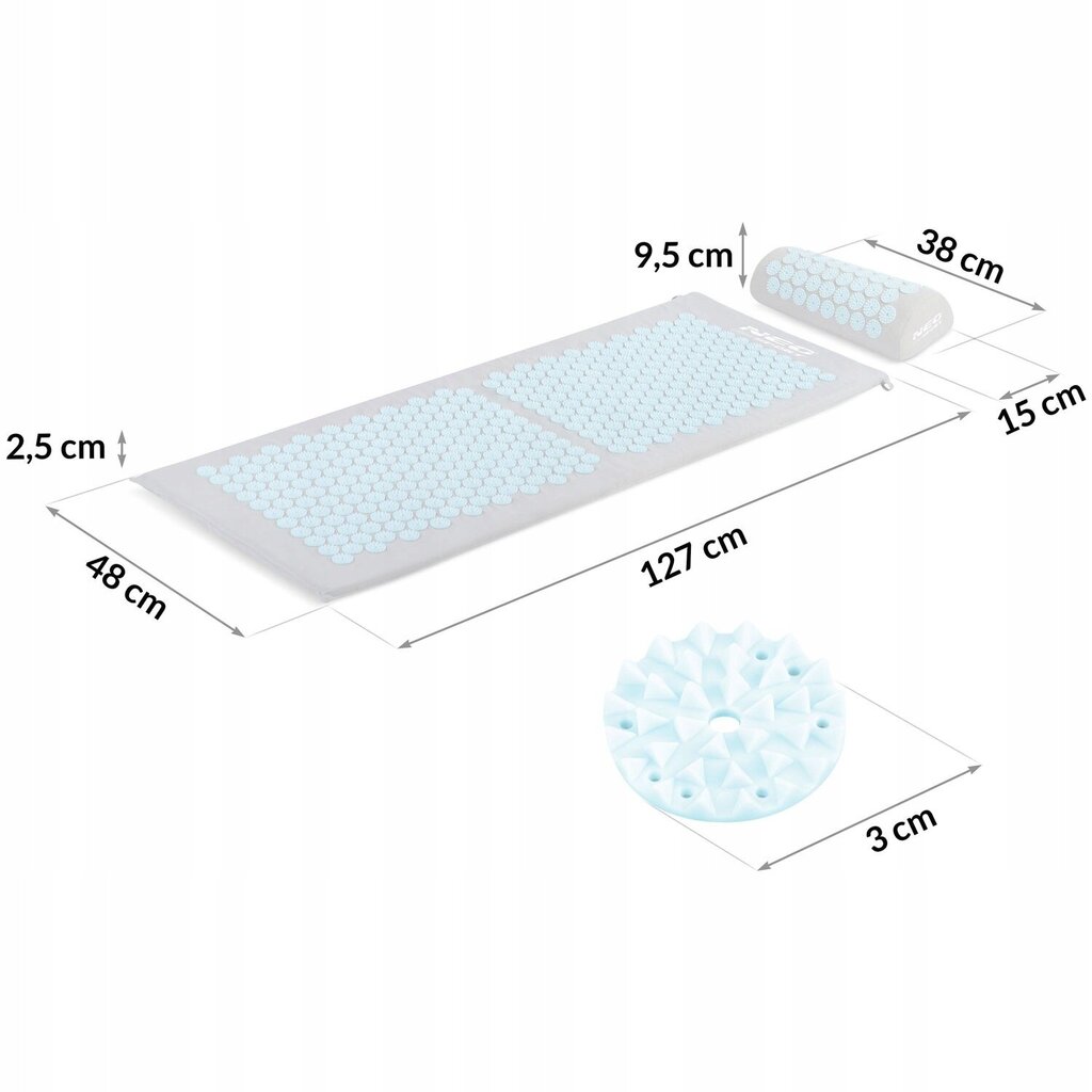 Akupressuuri massaažimatt padjaga Neo-sport, hall/sinine hind ja info | Massaažikaubad | kaup24.ee