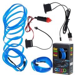 LED aplinkos apšvietimas automobiliui / automobilio USB / 12V juosta 3 m mėlyna цена и информация | Автомобильные лампочки | kaup24.ee