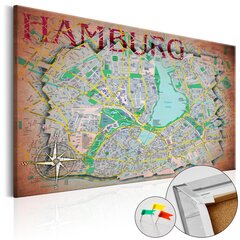Pilt korgil - Hamburg [Cork Map] цена и информация | Картины, живопись | kaup24.ee