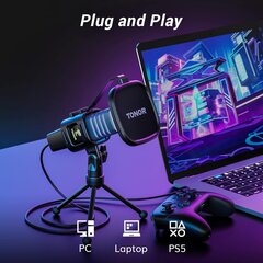 Микрофон Tonor TC30, RGB, USB, С подставкой и поп-фильтром, чёрный цена и информация | Микрофоны | kaup24.ee