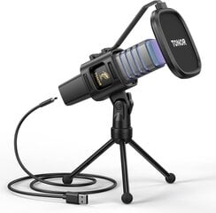 Микрофон Tonor TC30, RGB, USB, С подставкой и поп-фильтром, чёрный цена и информация | Микрофоны | kaup24.ee