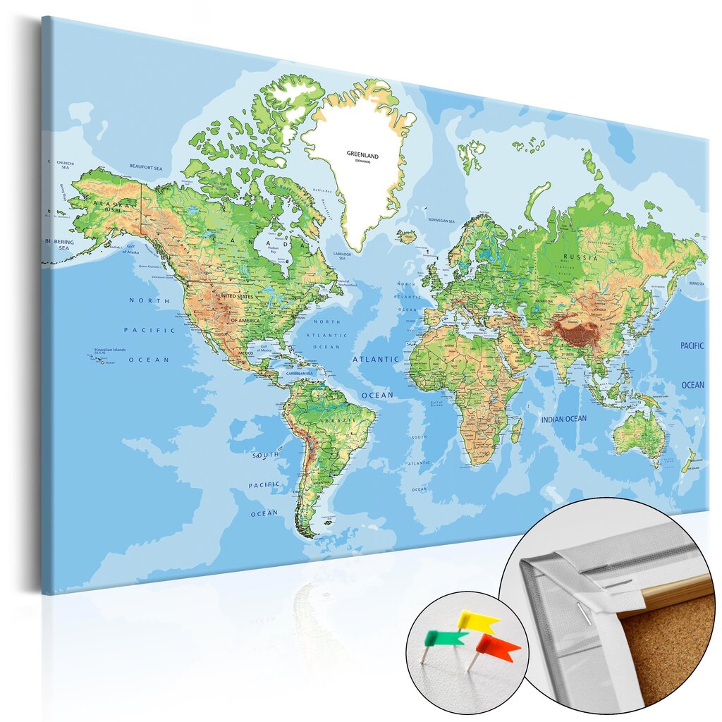 Pilt korgil - World Geography [Cork Map] hind ja info | Seinapildid | kaup24.ee