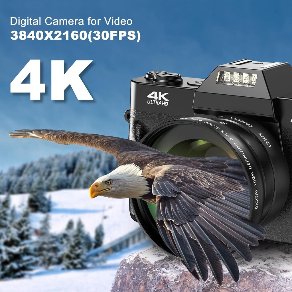 Digikaamera Sinexe, DC0W26, 48MP, autofookus, 4K, must hind ja info | Videokaamerad | kaup24.ee