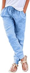 Женские легкие хлопковые брюки Shujin, голубые цена и информация | Штаны женские | kaup24.ee
