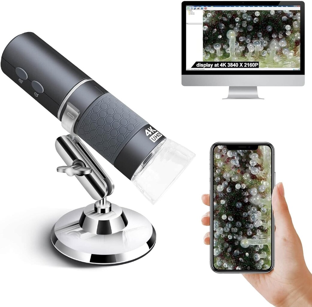 Ninyoon juhtmevaba digitaalne WIFI mikroskoop, 4K, 50 kuni 1000X hind ja info | Mikroskoobid ja teleskoobid | kaup24.ee