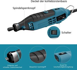 Orfeld multifunktsionaalne tööriist, 127 lisaseadet, 160 W, 10 000–36 000 p/min hind ja info | Käsitööriistad | kaup24.ee