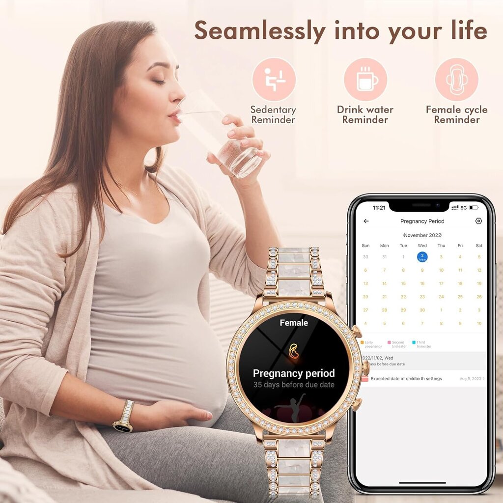 Смарт-часы Женские умные часы Zkcreation Smartwatch, розовые/золотистые  цена | kaup24.ee