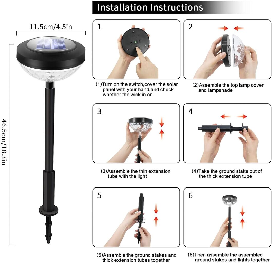LED-maavalgustid Anordsem, 6 tk, must hind ja info | Aia- ja õuevalgustid | kaup24.ee