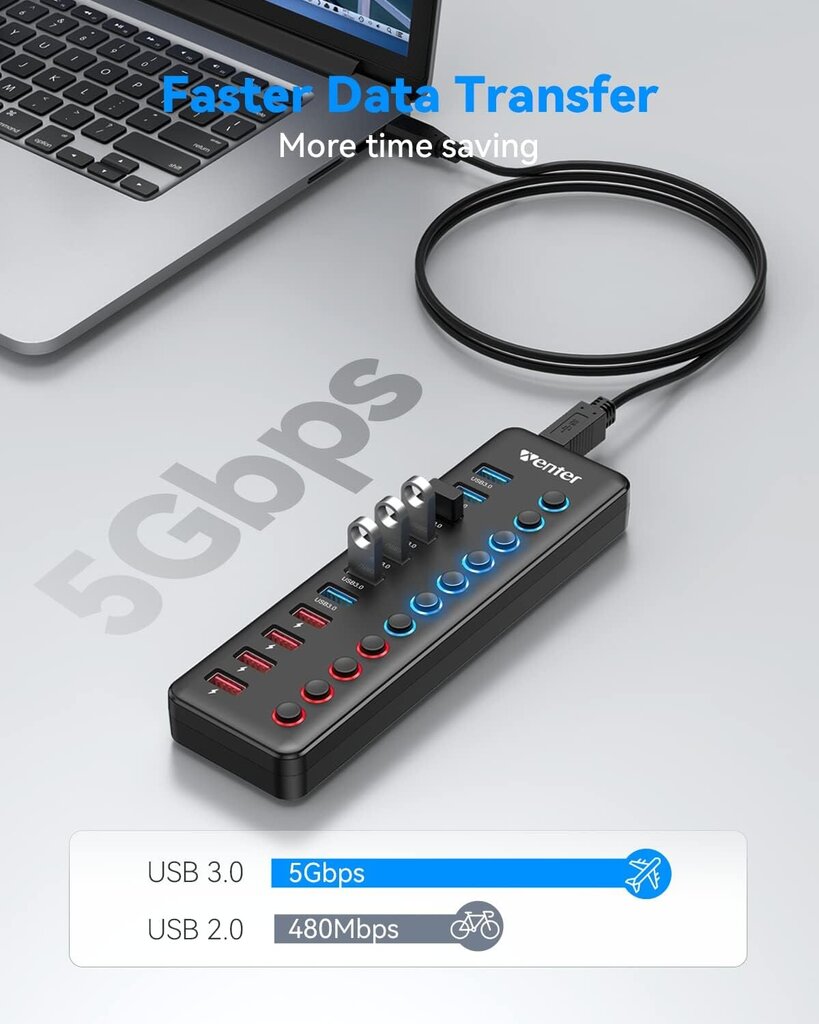 Toiteallikaga USB 3.0 jaotur цена и информация | USB jagajad, adapterid | kaup24.ee