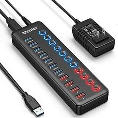 Концентратор USB 3.0 с питанием, 11-портовый разветвитель концентратора Wenter цена и информация | Адаптеры и USB-hub | kaup24.ee