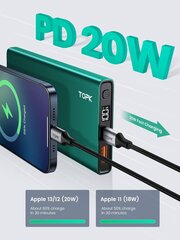 Topk Power Bank 20W PD QC 3.0 USB C Kiirlaadimine 10000mAh цена и информация | Зарядные устройства Power bank | kaup24.ee