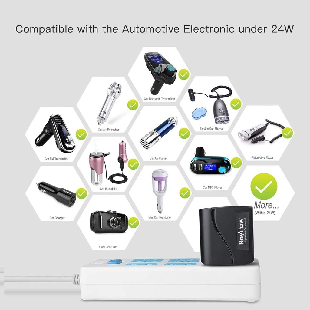 Roypow AC-DC-adapter 110V/120V kuni 12V цена и информация | USB jagajad, adapterid | kaup24.ee