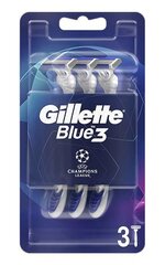 Станки бритвенные мужские Gillette Blue3, Champions, 3 шт цена и информация | Косметика и средства для бритья | kaup24.ee