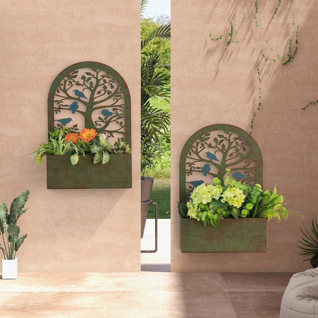 Metallist kõrgendatud aiapeenar võrega Costway, 40 x 17 x 60 cm, 2tk цена и информация | Lillekastid | kaup24.ee