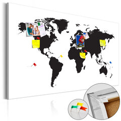 Pilt korgil - World Map: Black & White Elegance [Cork Map] hind ja info | Seinapildid | kaup24.ee