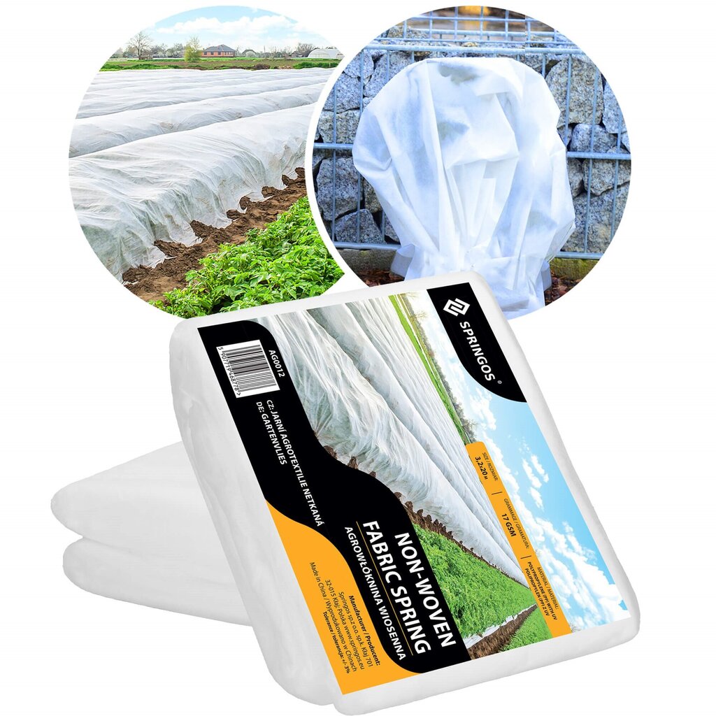 Talvine agrotekstiil Springos AG0012 17g/m2, 20x3,2m, valge цена и информация | Aiatööriistad | kaup24.ee