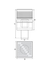 Habras, sirge äravool, fi110, reguleeritav roostevabast terasest rest 15x15 [cm], hall цена и информация | Душевые сливы | kaup24.ee