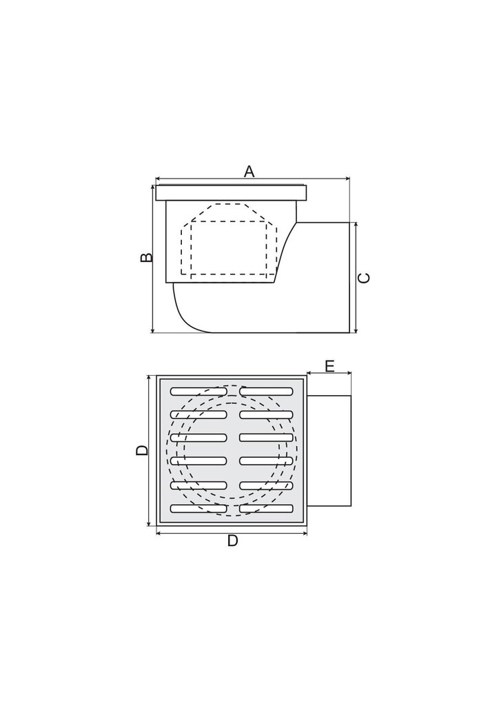 Külje äravooluga lõks fi 110, metallrest 15x15 [cm], valge hind ja info | Duširennid | kaup24.ee