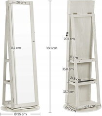 Зеркало с держателем для украшений Leobert JBC62W, белое цена и информация | Зеркала | kaup24.ee