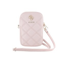 Guess PU Quilted 4G Metal Logo Wallet Phone Bag Zipper Pink цена и информация | Чехлы для телефонов | kaup24.ee