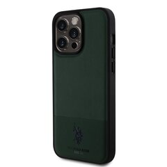 U.S. Polo PU Leather Mesh Pattern Double Horse Case for iPhone 15 Pro Max Green цена и информация | Чехлы для телефонов | kaup24.ee